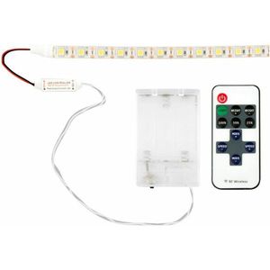 LED Strip Warm Wit Waterdicht Op 3xAA Batterijen, Dimbaar, Onderbouw