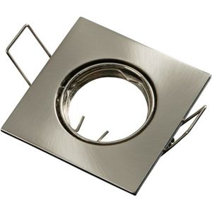 Inbouwspot, MR11 (35 mm), Vierkant, Geborsteld Aluminium, Satijn