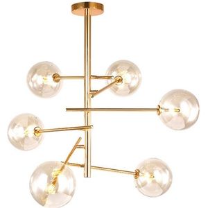Groenovatie Glazen Design Hanglamp - 6 Bollen - Amber - G4 Fitting - 75 x 80 cm