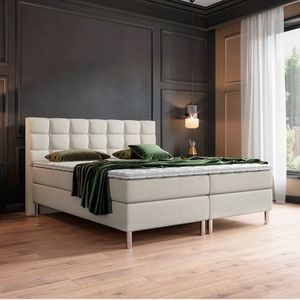 Boxspring Helmond - Beige - 180x200 cm Inclusief matras en topper