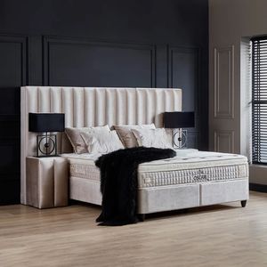 Boxspring bed met opbergruimte - 180x200 cm - Beige - Oscar Inclusief matras en topper