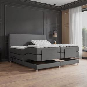 Elektrische Boxspring Nika Grijs 180x200 Inclusief matras en topper - Levertijd tussen 4 en 6 weken voor dit product