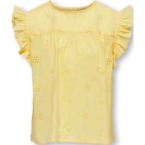 ONLY - Top - Geel - Katoen - Ronde Hals - Kwartmouw - Effen