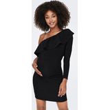 Olmramine - Korte Jurk - Feestjurk - Een Schouder - Lange Mouwen - Zwangerschap