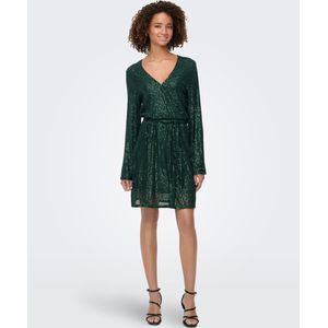 Onlanni - Korte Jurk - Zwart - Regular Fit - O-hals - Korte Mouwen - Glitterdetail