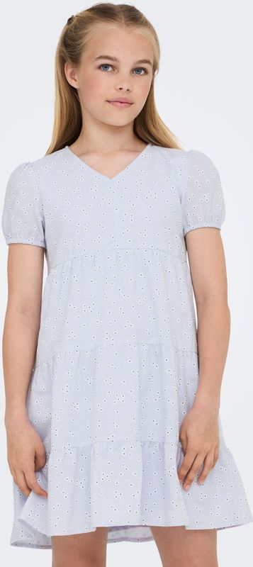 ONLY - Tilde-Sandra - Jurk - Pastelblauw - Flare - Katoen - V-hals - Kwartmouw