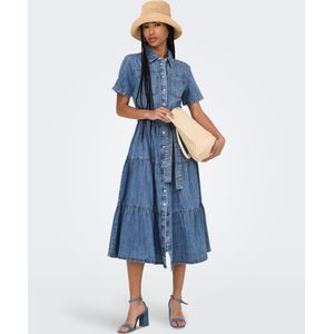 Onlaliyah - Denim Jurk - Blauw - Korte Mouwen - Overhemd Kraag