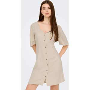 JDY - Casual Jurk - V-Hals - Korte Mouwen - Knoopsluiting - Zwart