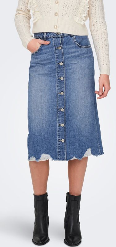 Onlfarran - Denim Rok - Midi-lengte - High Waist - Mid Wash