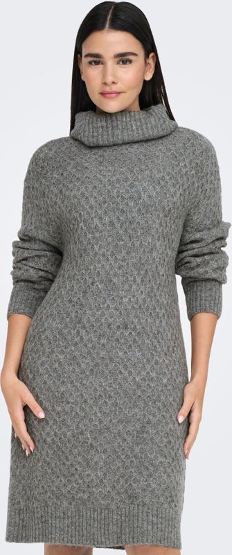 JDY - Jdybigum - Gebreide Jurk - Waterval Hals - Lange Mouwen - Knielengte