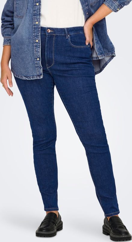 ONLY CARMAKOMA - High Waist Skinny Fit Jeans - Licht Verwassen Dark Denim Look