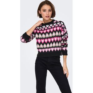 ONLY - ONLSANNE - Gebreide Trui - Lichtgroen - Pink - Rosa - Zwart