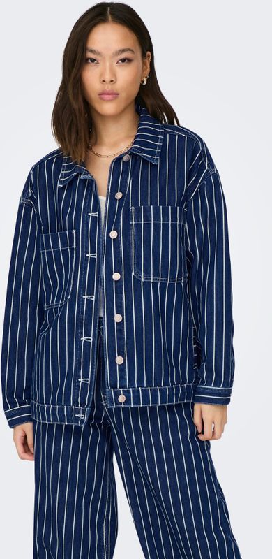 Onledie - Denim Jas - Licht Verwassen Dark Denim Look - Lange Mouwen - Knoopsluiting