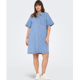 ONLY CARMAKOMA - Denim Jurk - Blauw - Korte Mouwen - Regular Fit
