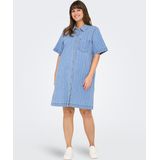 ONLY CARMAKOMA - Denim Jurk - Blauw - Korte Mouwen - Regular Fit