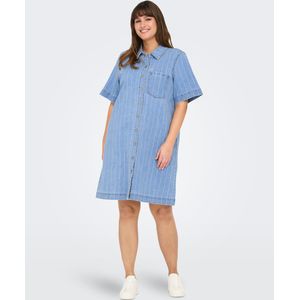 ONLY CARMAKOMA - Denim Jurk - Blauw - Korte Mouwen - Regular Fit