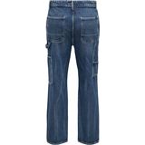 EDGE - Regular Fit Jeans - Licht Verwassen Dark Denim Look - Mid Waist