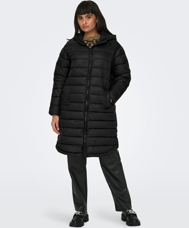 ONLY - ONLMelody - Gewatteerde Jas - Zwart - Capuchon met Trekkoord