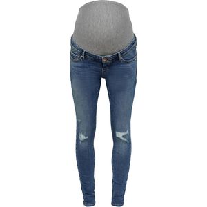 ONLY MATERNITY - Skinny Fit Jeans - Enkel Lengte - Versleten Zoom