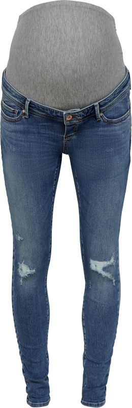 ONLY MATERNITY - Skinny Fit Jeans - Enkel Lengte - Versleten Zoom