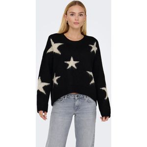 Only - ONLAZU LS STAR O-NECK KNT - Gebreide Trui - Zwart