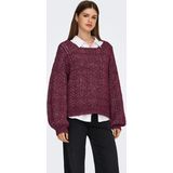 Only - Onlida Life Ls Cable Wide-neck - Trui - Cabernet/Melange
