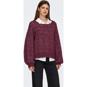 Only - Onlida Life Ls Cable Wide-neck - Trui - Cabernet/Melange