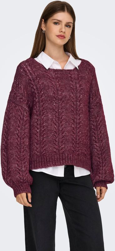 Only - Onlida Life Ls Cable Wide-neck - Trui - Cabernet/Melange
