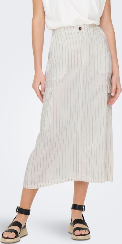 ONLY - ONLMalfy - Rok - Bruin/Wit - 7/8 Lengte - Gestreept