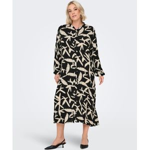 ONLY Carmakoma - Lang - Zwart - Maxi-jurk - Beige Print