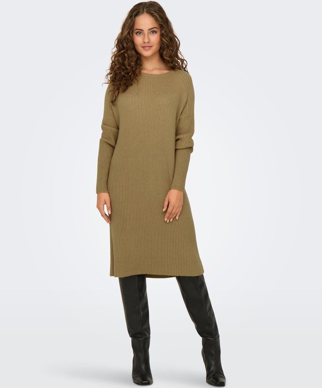 Onlfia - Korte Jurk - Gebreide Jurk - O-hals - Lange Mouwen - Regular Fit