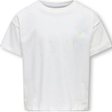 KIDS ONLY KOGMAIKEN LIFE CROPHEART SS TOP - Cloud Dancer - Korte Mouwen - Patches