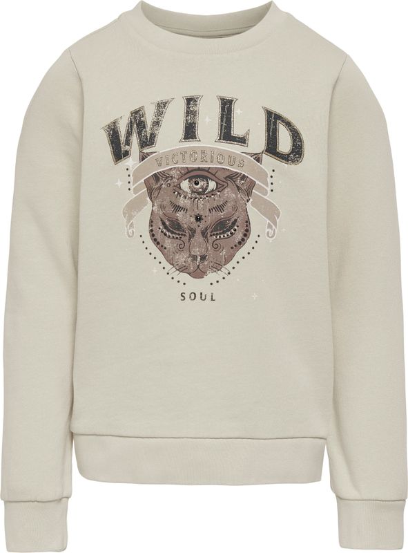 ONLY - Sweatshirt - Beige - Normale Pasvorm - Lange Mouw