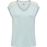 Top - V-Hals - Korte Mouwen - Kanten Detail - Regular Fit