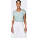 Top - V-Hals - Korte Mouwen - Kanten Detail - Regular Fit