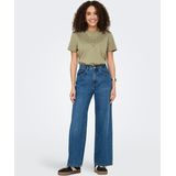 Jacqueline De Yong - T-shirt - Groen - Katoen - Korte Mouwen - Ronde Hals