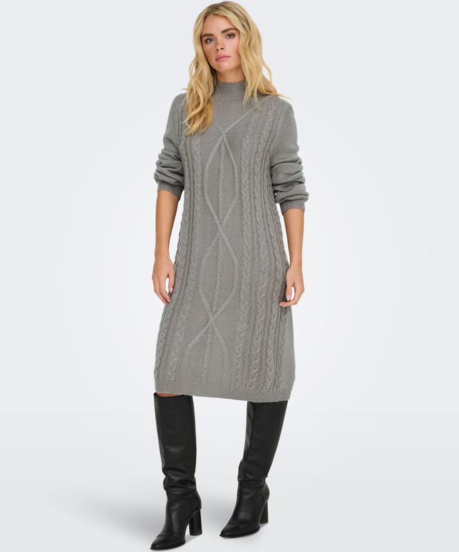 Jdymandy - Midi-jurk - Gebreide Jurk - Hoge Hals - Lange Mouwen - Regular Fit