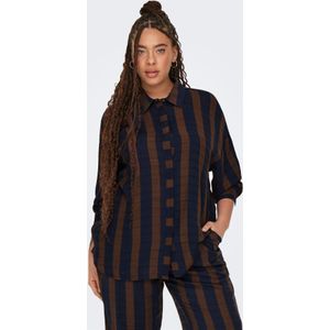 ONLY Carmakoma - Blouse - Blauw-bruin - Gestreept