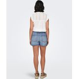 Denim Shorts - High Waist - Straight Fit - Katoen