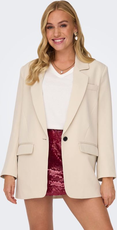 ONLY - Blazers - Crème - Normale Pasvorm - Lange Mouw