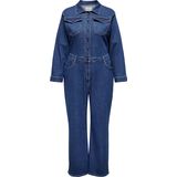 Carpoppy - Jumpsuit - Blauw - Knoopsluiting - Voorzakken - Uitlopende Pijpen