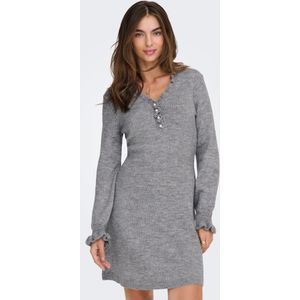 JDY - Korte Jurk - Gebreid - V-Hals - Lange Mouwen - Ruches