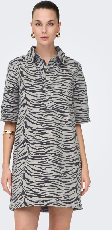 Onlgry - Denim Jurk - Korte Mouwen - V-Hals - Relaxed Fit