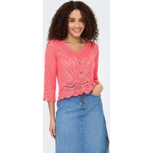 JDY - Gebreide Top - V-Hals - 3/4 Mouwen - Schelp Detail - Knit Fit