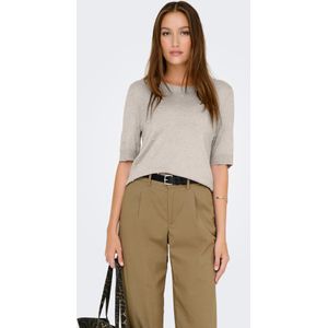 Only - ONLVENICE LIFE SS PEARL O-NECK KNT - Trui - Pumice Stone - Korte Mouwen