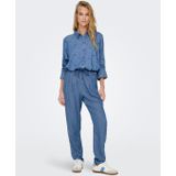 Only - Slim-Fit Broek - Lichtblauw - 100% Lyocell - Vetersluiting