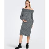 Olmmarie - Midi-jurk - Gebreid - Off-shoulder - Lange Mouwen - Regular Fit