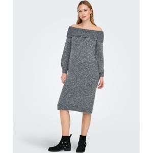 Olmmarie - Midi-jurk - Gebreid - Off-shoulder - Lange Mouwen - Regular Fit