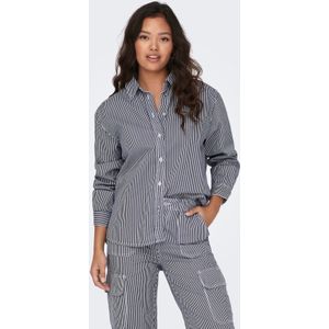 JDY - Blouse - Marine/Wit - Klassieke Blouse - Lange Mouw