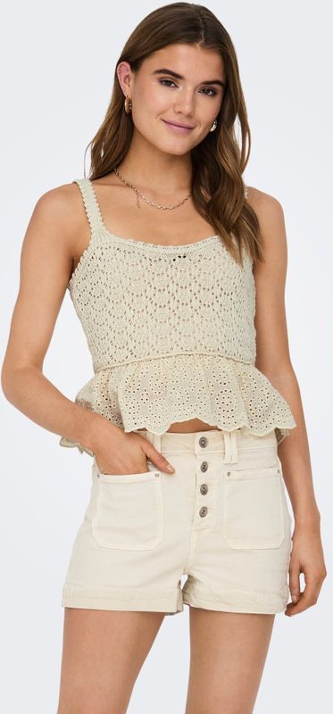 ONLY - Chrissia - Gebreide Top - Beige - Mouwloos